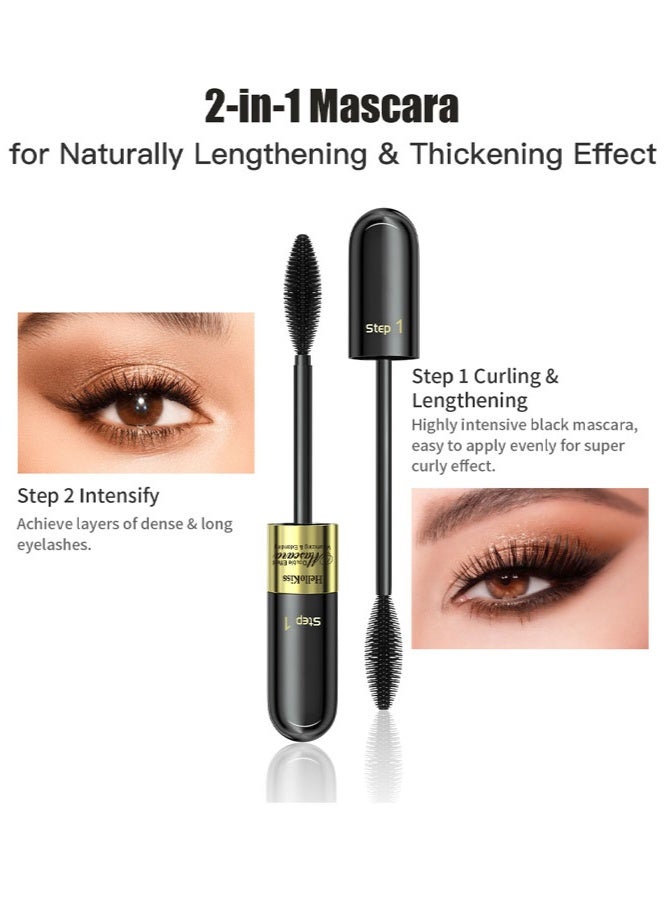 HelloKiss 2-in-1 Mascara Lash Princess False Lash Effect Mascara Extreme Black Extension & Long Lasting Volumizing Lashes Smudge Proof Long Lasting - Image 2